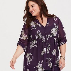 Torrid purple floral chiffon tunic